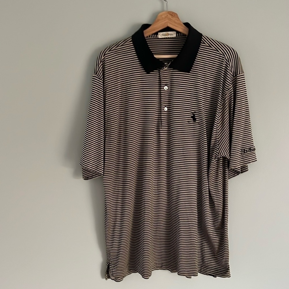 Peter Millar Vintage Double Mercerized Cotton Striped Polo Shirt Large Tall